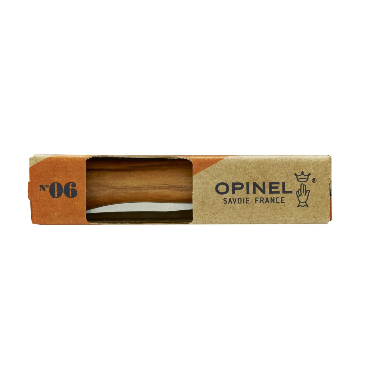 No.06 Stainless Steel Folding Knife with an Olivewood handle made by Opinel in Savoie France