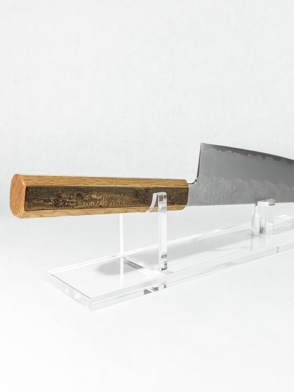 Ergonomic oak and cherry bark handle designed for balance and comfort