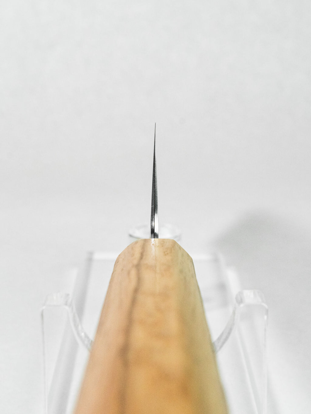 Choil view showing thin grind and balance of HADO kiritsuke knife