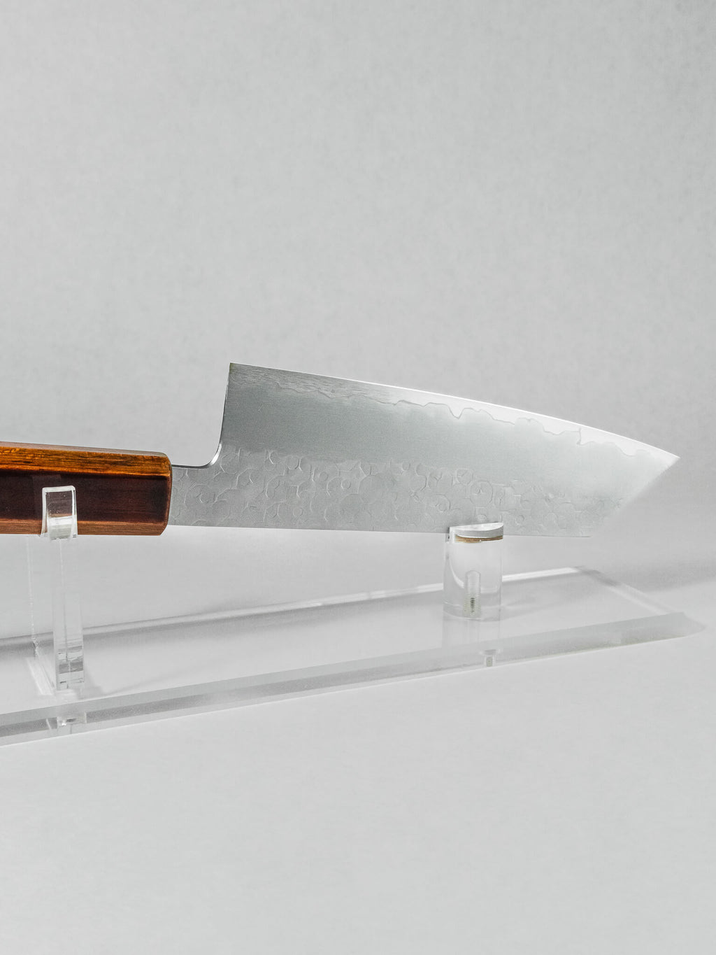 Close-up of SPG2 powder steel core on HADO Bunka knife