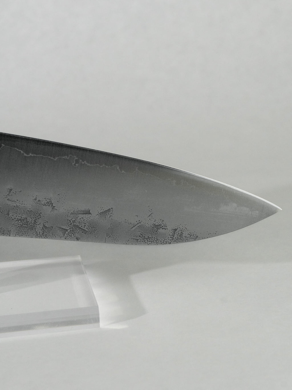 Close up of the OUL Gyuto tip for precision knife work