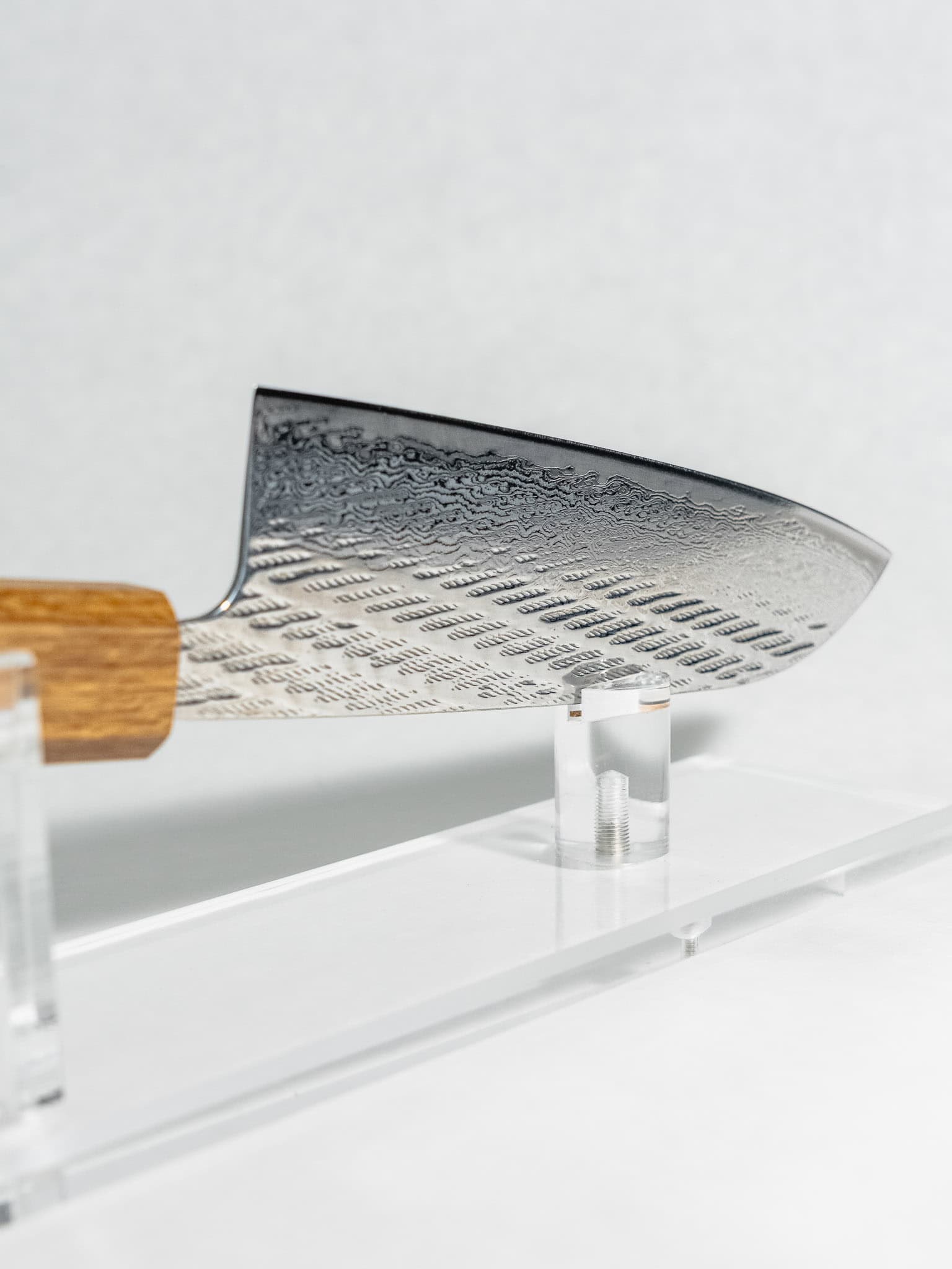 AUS-10A stainless steel Santoku knife with Damascus cladding