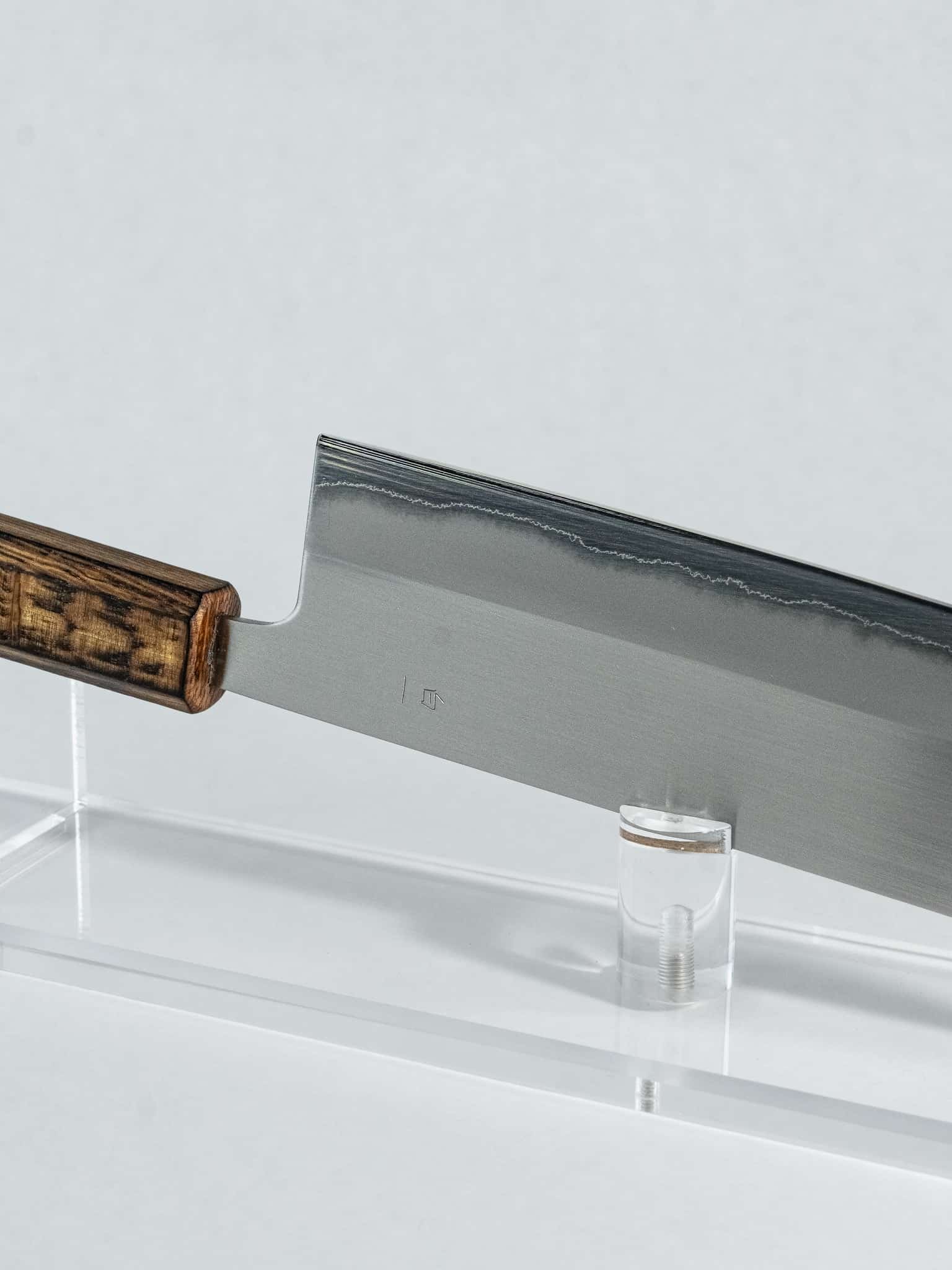 Traditional Japanese vegetable knife with rectangular blade profile