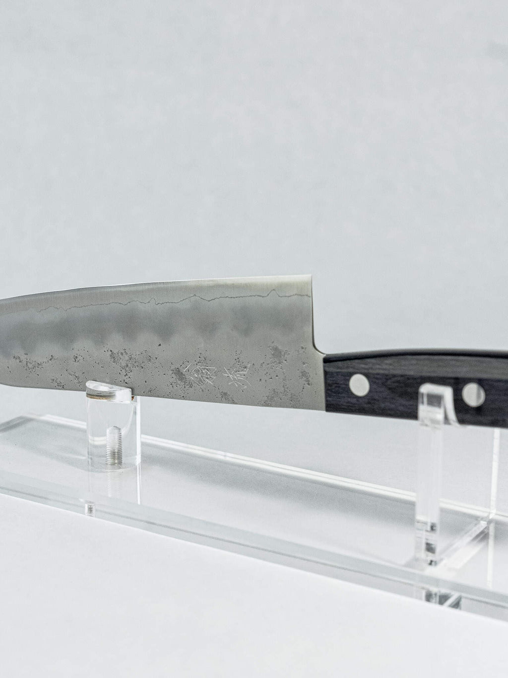 Close view of Nashiji textured finish on Santoku blade