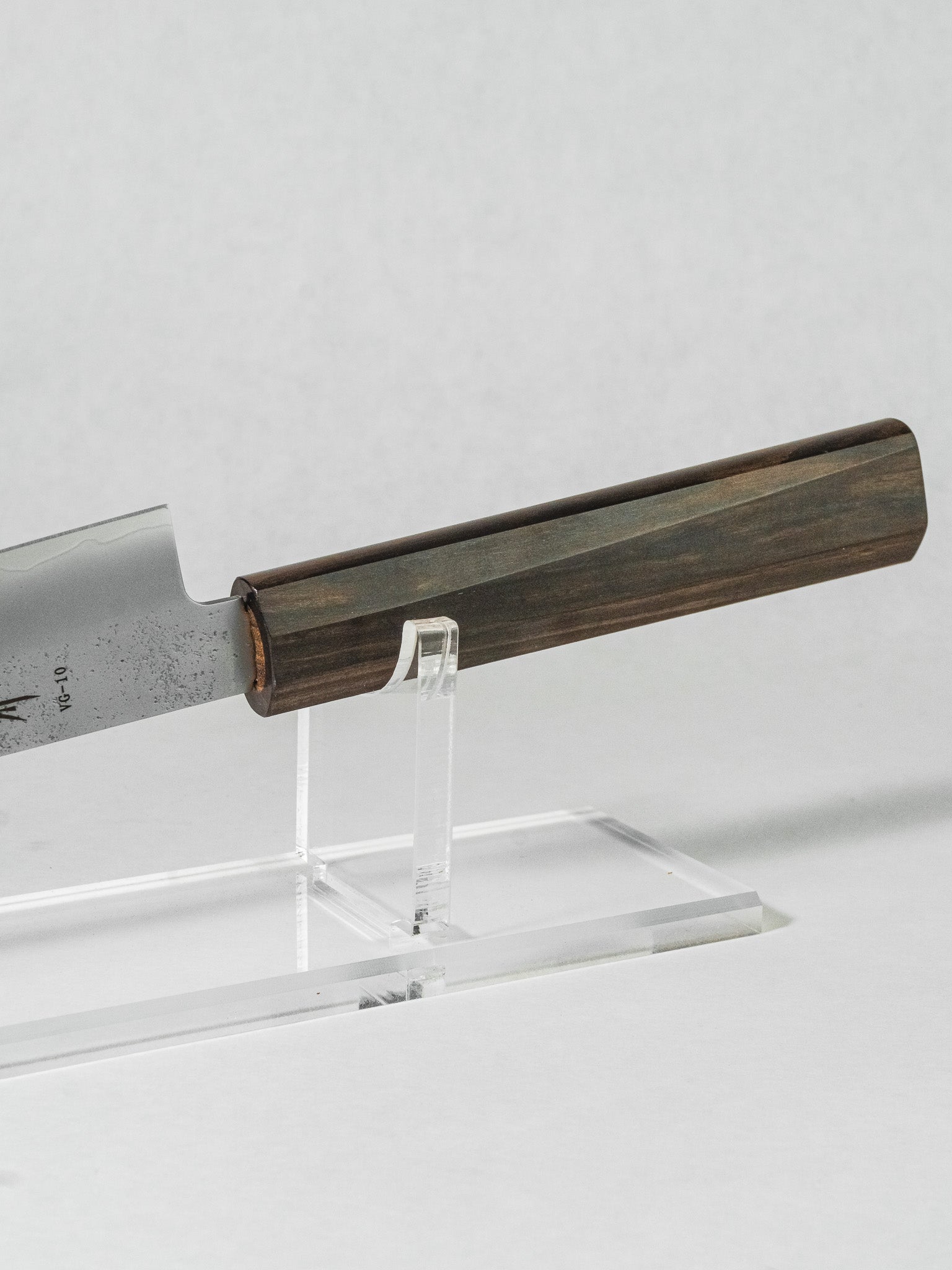 Hybrid octagonal ebony handle on Sakai Takayuki sujihiki knife
