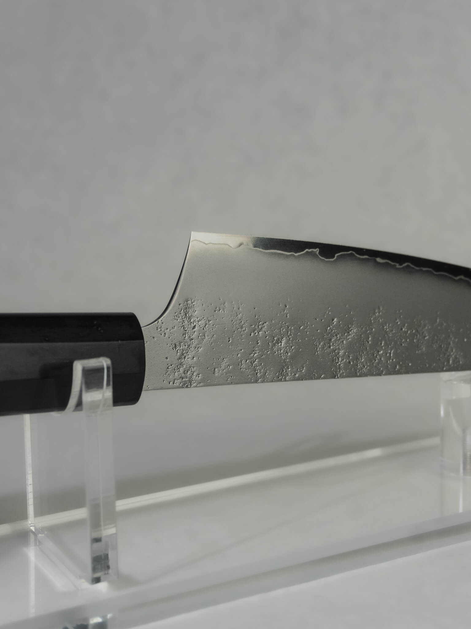 Japanese Kengata knife with nashiji stainless cladding